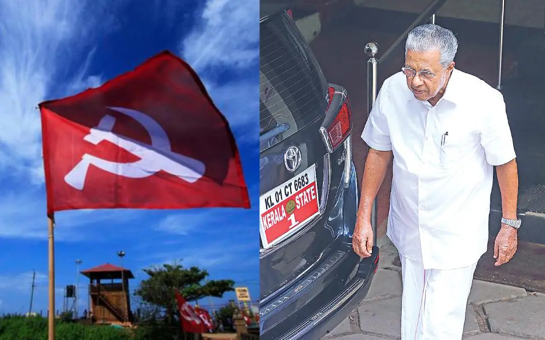 Chief Minister Pinarayi Vijayan comes out after the state secretariat meeting of CPM held at AKG centre