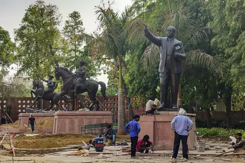 Gandhi, Ambedkar, Shivaji statues relocated in Parliament to stall Opposition protests: Congress