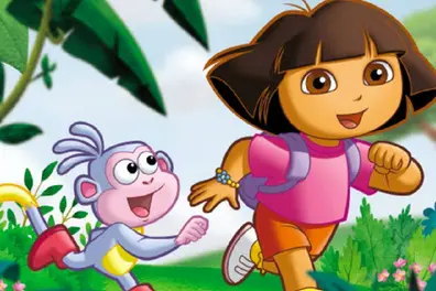 Inspired by Dora-Buji, two little ones set out on exploration; auto driver brings them back