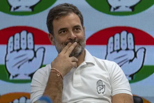 Congress Party leader Rahul Gandhi gestures as he addresses a press conference at the party headquarters in New Delhi, on Tuesday. l Photo: PTI