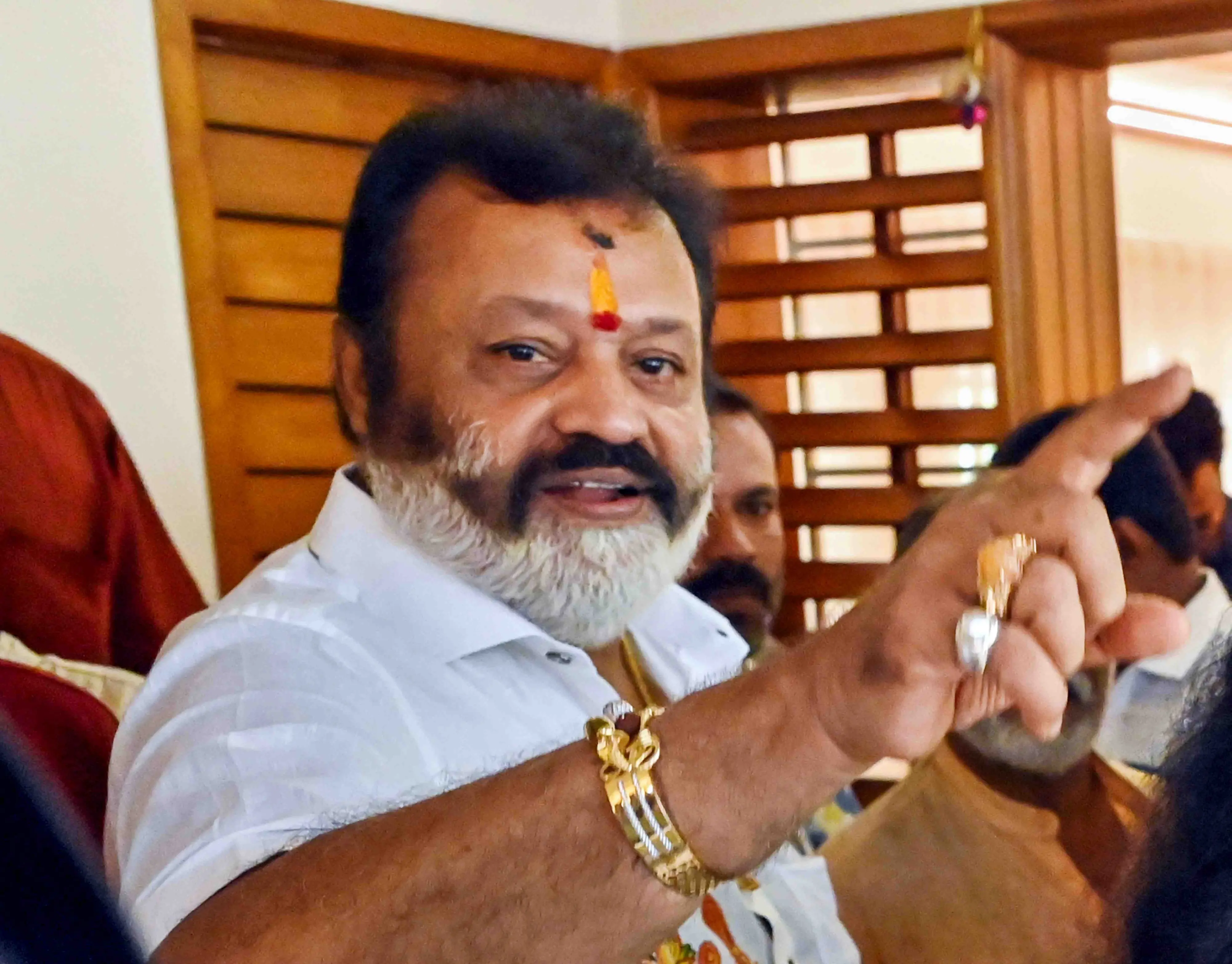 Suresh Gopi celebrating his win | Photo: PTI