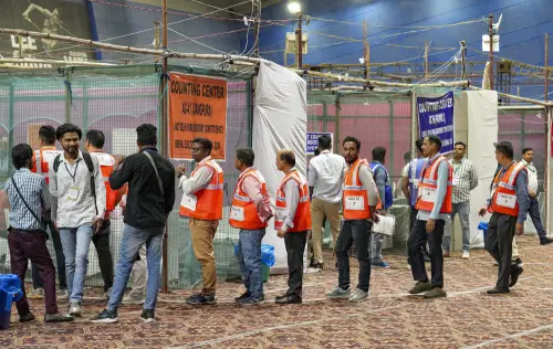 Polling officials at counting centers | Photo: PTI