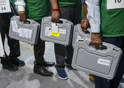 Polling officials at counting centers | Photo: PTI