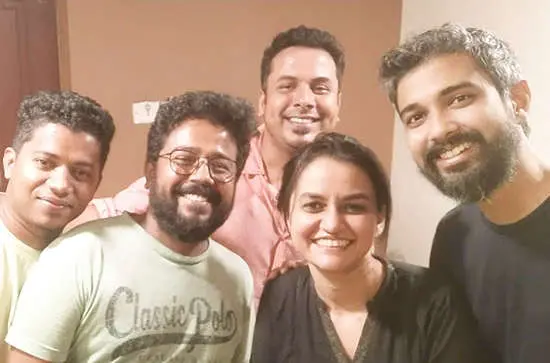 Naseem Azad, Robin Joy, and Pranav raj with director Payal Kapadia and cinematographer Ranabir Das | Photo: Mathrubhumi