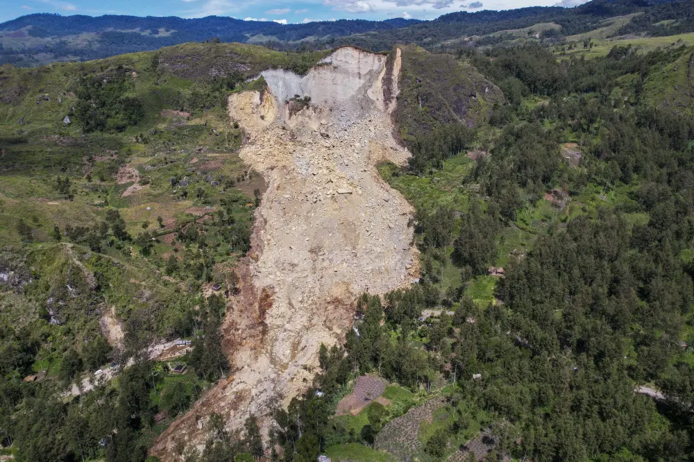 A landslide in Yambali village, in the Highlands of Papua New Guinea Photo| AP