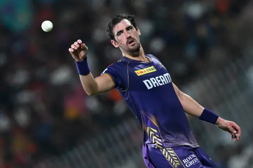 Kolkata Knight Riders' Mitchell Starc prepares to bowl during the Indian Premier League (IPL) Twenty20 final cricket match between Sunrisers Hyderabad and Kolkata Knight Riders at the MA Chidambaram Stadium in Chennai on Sunday. l Photo: AFP