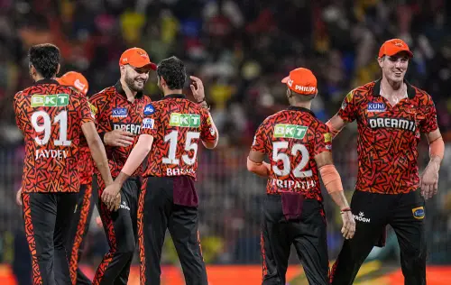 Sunrisers Hyderabad players celebrate after winning the Indian Premier League (IPL) Qualifier 2 cricket match against Rajasthan Royals, at MA Chidambaram Stadium, in Chennai. I Photo: PTI
