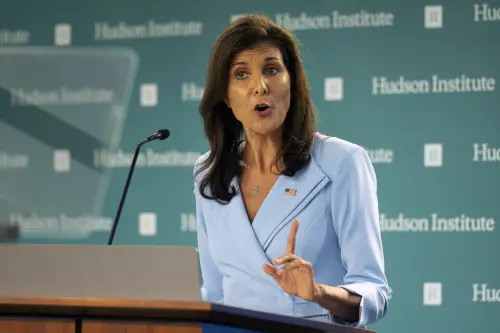 Nikki Haley speaks at the Hudson Institute in Washington on Wednesday. l Photo: AP