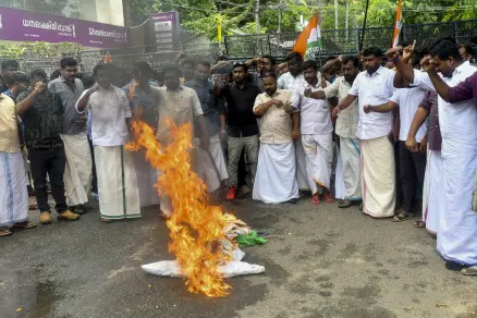 Youth Congress protest against Kerala CM over law and order in state, burn his effigy