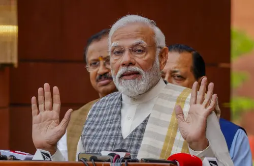 New Delhi: Prime Minister Narendra Modi addresses the media on the first day of the Winter session of Parliament, in New Delhi, Monday, Dec. 4, 2023. Photo: PTI