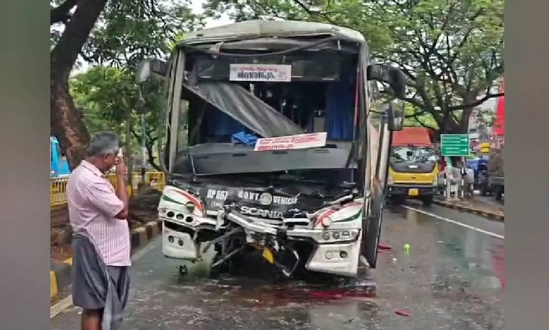 KSRTC bus involved in the accident | Photo: Mathrubhumi