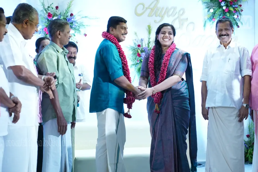 Mayor Arya Rajendran weds MLA Sachin Dev at a simple function in AKG Centre; See pics