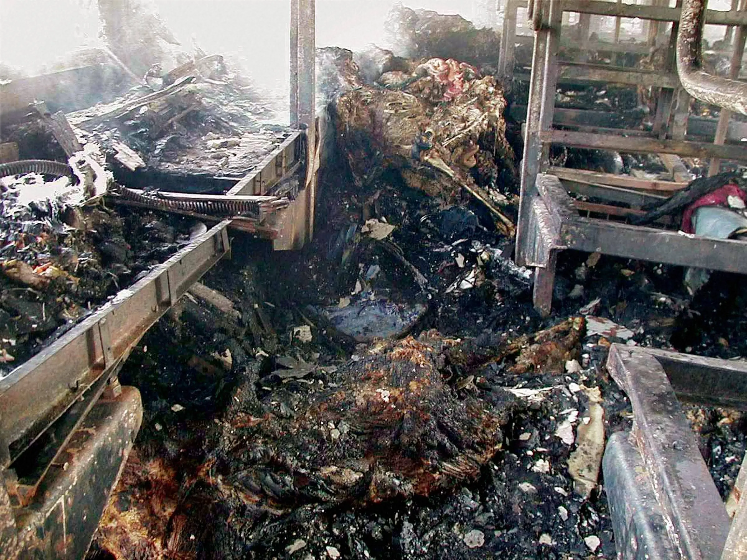 Inside view of Sabarmati Express train's S-6 coach which was set on fire at Godhra Railway Station in 2002 /  File photo: PTI