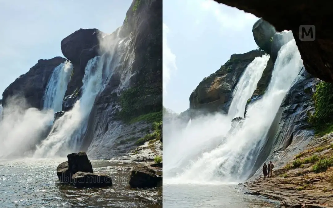 View of Athirappilly waterfalls from the other side of the river