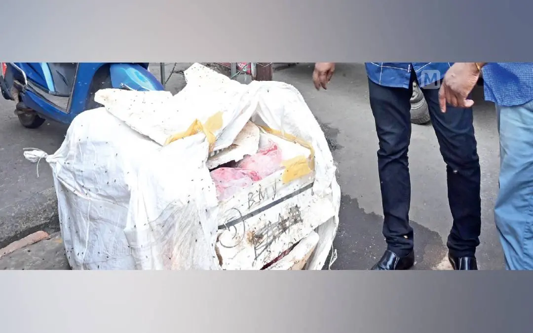 Stale meat caught at Kollam railway station the other day | Photo: Mathrubhumi