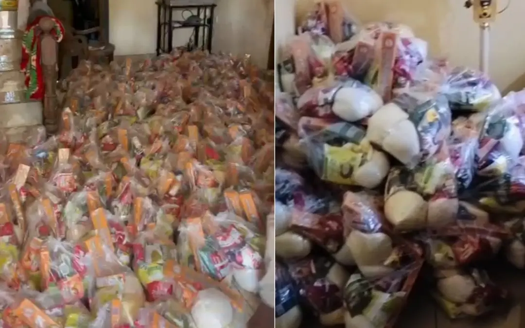 Food kits stored at a house in Kalpetta | Photo: Screen grab/ Arranged Visuals
