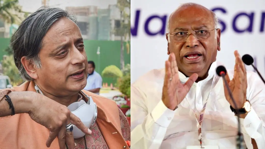 Shashi Tharoor, Mallikarjun Kharge | Photo: PTI, Mathrubhumi
