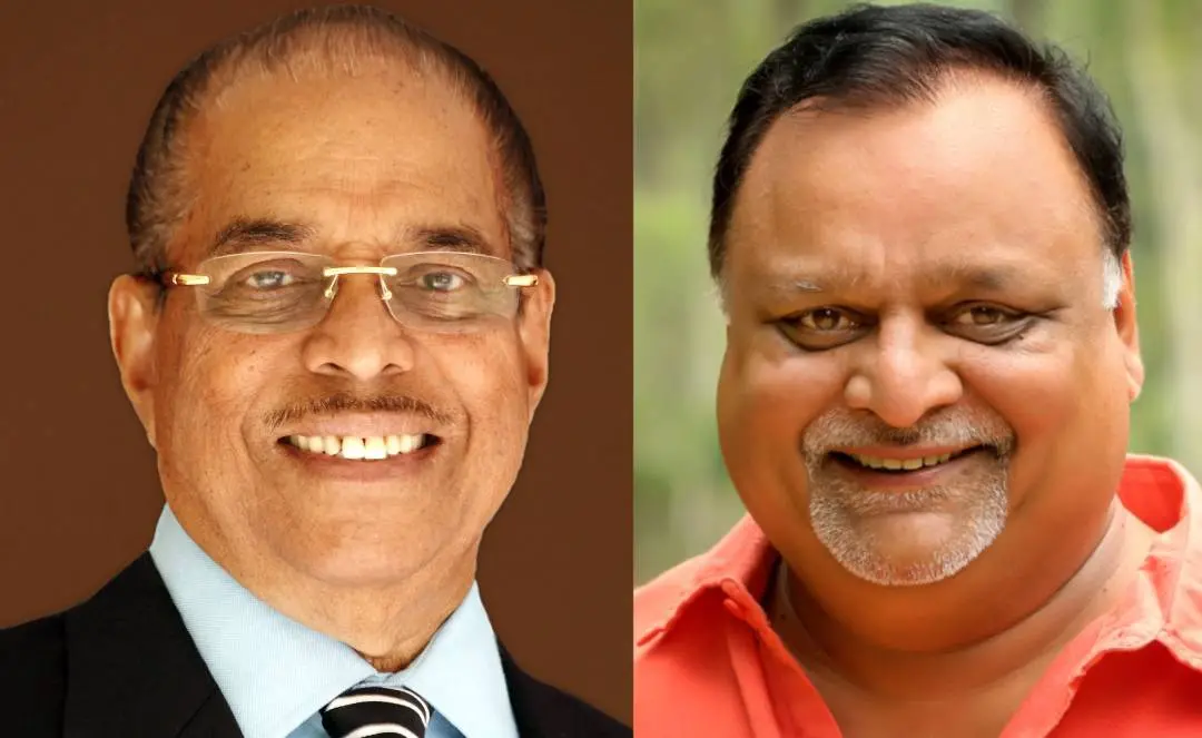 PV Chandran (left), MV Shreyams Kumar (right)