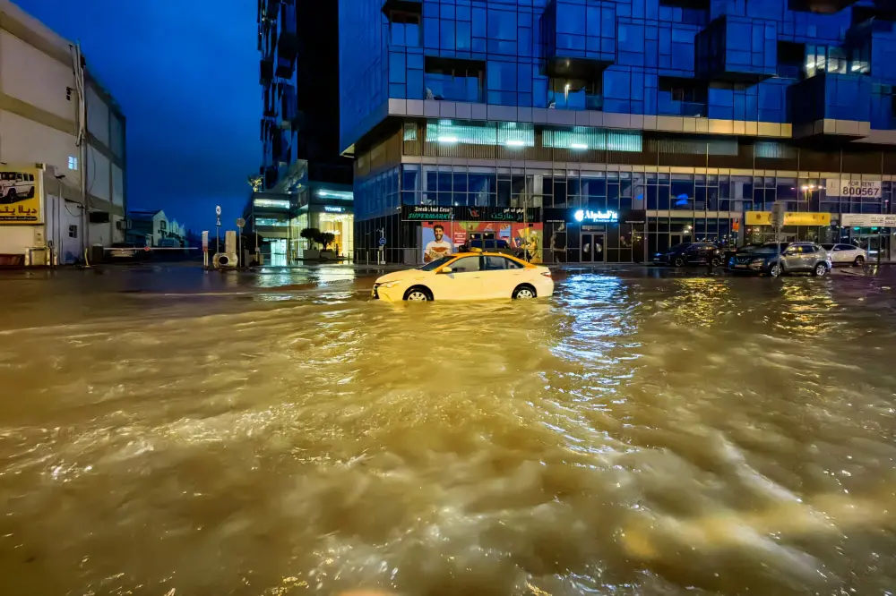 A flooded street following heavy rains in Dubai | AFP