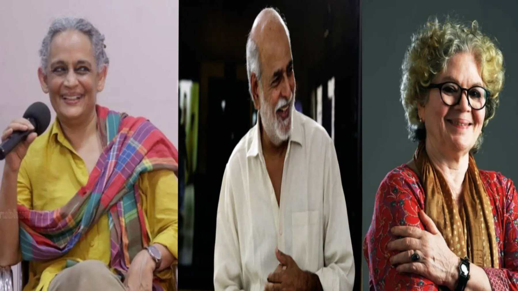 Arundhati Roy (L), Shashi Kumar (C) and Sara Joseph (R)