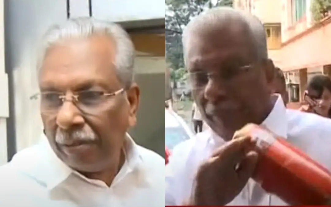 MLA AC Moideen appears in front of ED on Monday. | Photo: Screen grab/ Mathrubhumi News