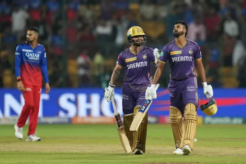 Kolkata Knight Riders' captain Shreyas Iyer and Rinku Singh celebrate after winning the Indian Premier League (IPL) 2024 T20 cricket match between Royal Challengers Bengaluru and Kolkata Knight Riders, at M Chinnaswamy Stadium in Bengaluru. I Photo: PTI