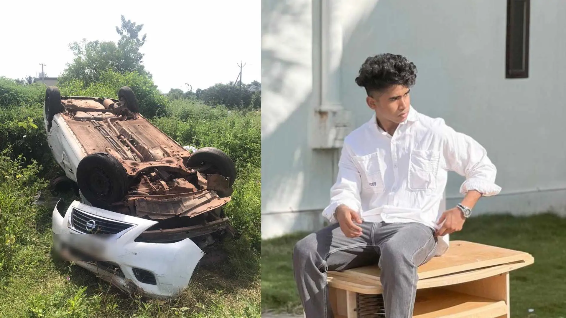 From (R) Muhammed Farhas, the car crash site.