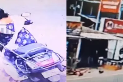 Cable dislodged by passing lorry, gets entangled in scooter; Woman sustains grievous injury | Video