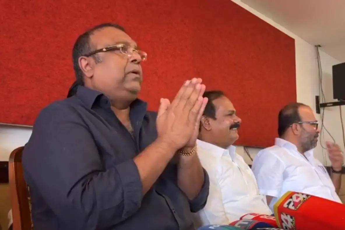 Thushar Vellappally at press conference in Kottayam. (Screengrab)