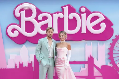 Ryan Gosling, left, and Margot Robbie pose for photographers upon arrival at the premiere of the film 'Barbie' on July 12, 2023, in London. "Barbie" is set to open across the Middle East on Thursday, Aug. 10, but moves by Kuwait and Lebanon to ban the film — apparently over it's alleged LGBTQ themes — has raised questions over how widely it will be released. (Scott Garfitt/Invision/AP, File)