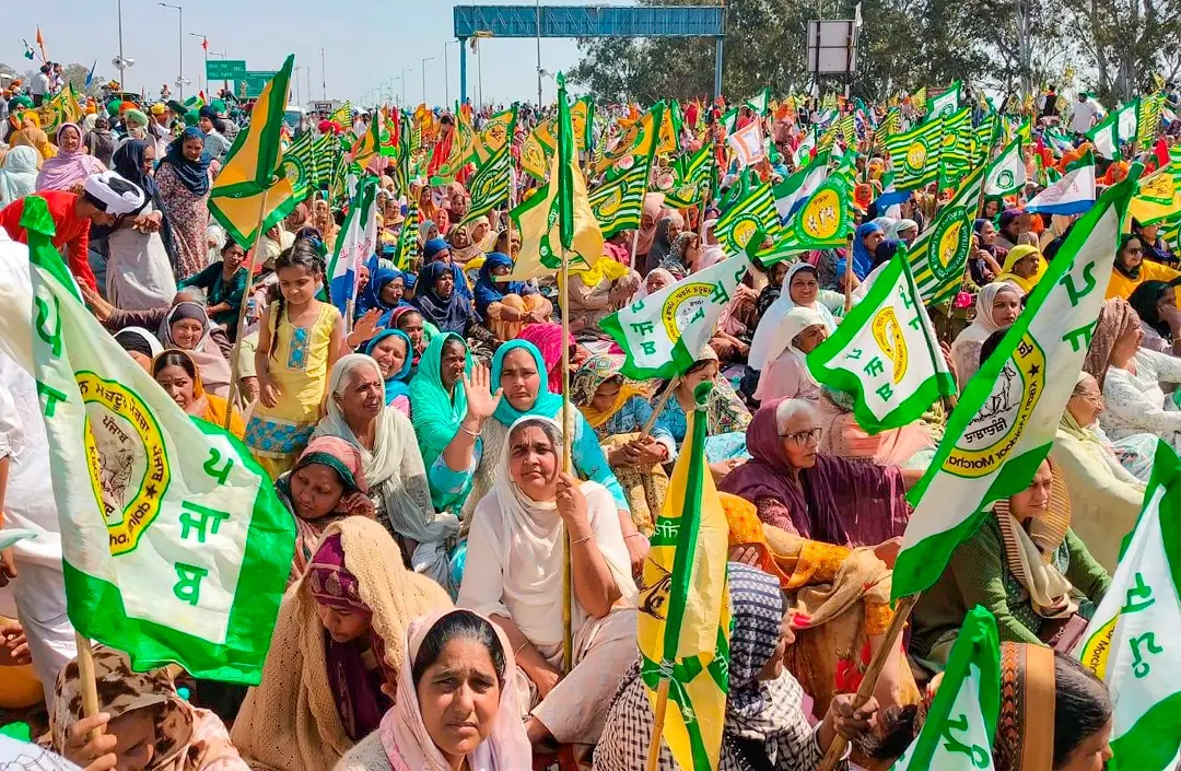 Women farmers during their ongoing protest at the Punjab-Haryana Shambhu border, in Patiala district | Photo: PTI