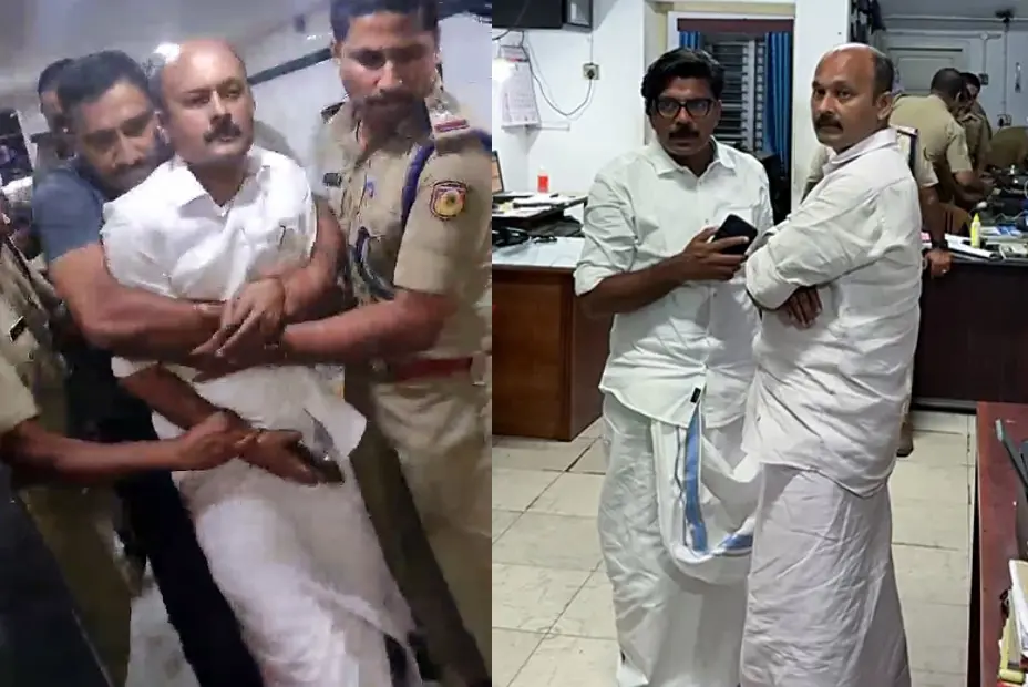 Muhammed Shiyas and Mathew Kuzhalnadan at Kothamangalam police station