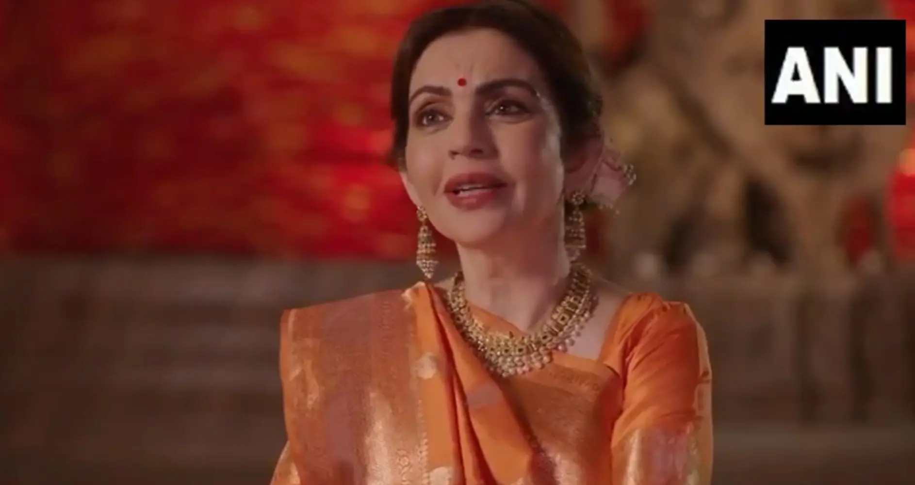 Nita Ambani talking about the pre-wedding celebrations | Photo Screengrab of ANI