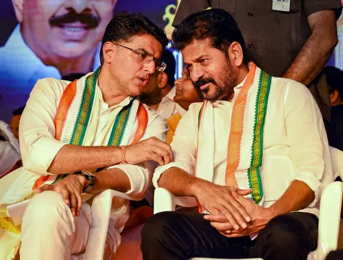 Telangana Chief Minister Revanth Reddy and Congress leader Sachin Pilot during a public meeting at the Samaragni rally, in Thiruvananthapuram. (Photo: PTI)