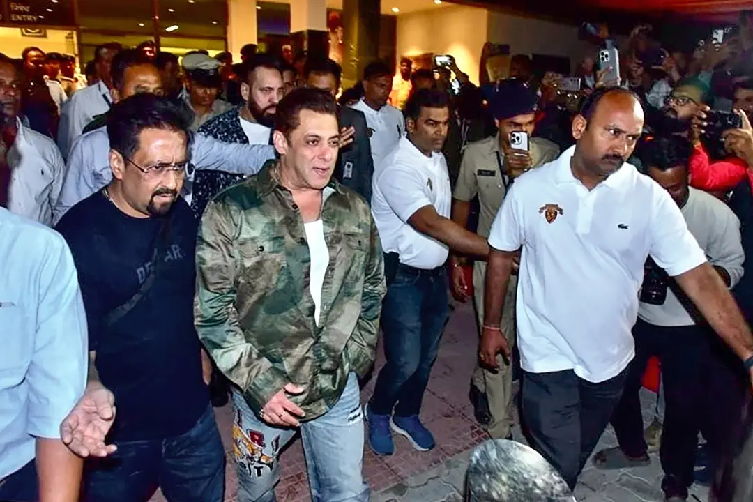 Salman Khan arriving at Jamnagar for Anant Ambani-Radhika Merchant's pre-wedding festivities | Photo: PTI
