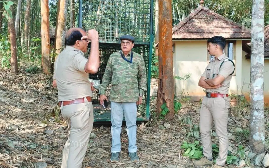 Nawab Shafath Ali Khan with forest department officials