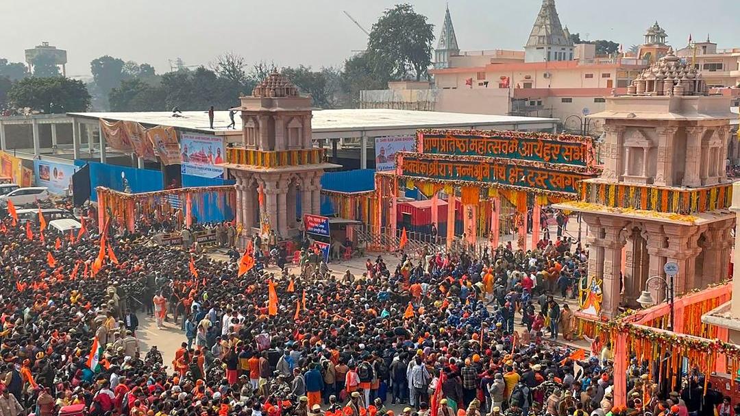 Rush of devotees at Ayodhya Ram temple on first day, security personnel ...