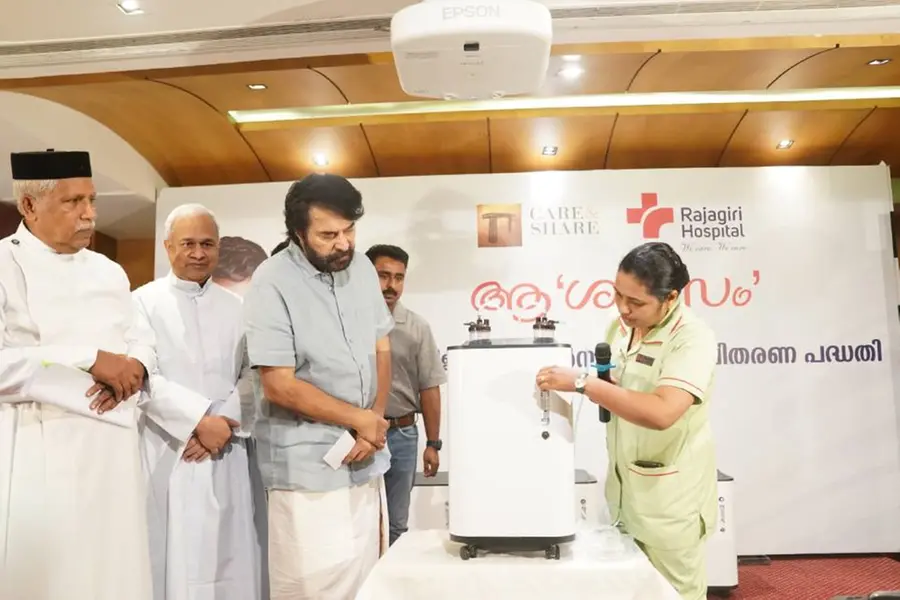 Mammooty launches ‘Aswasam’ project for bedridden, distributes oxygen concentrators