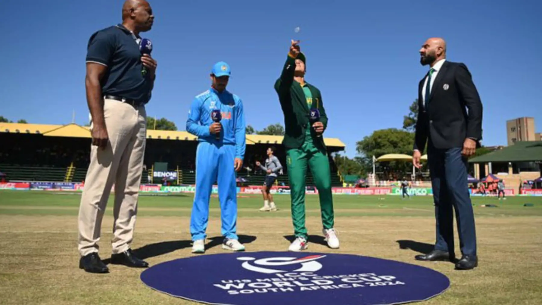 India skipper Uday Saharan won the toss and opted to field against South Africa in the Under 19 World Cup semi-final on Tuesday. (Photo: X/ICC)
