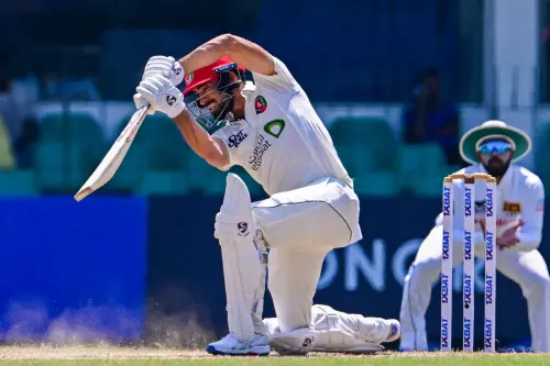 Afghanistan's Ibrahim Zadran plays a shot during the third day of the one-off Test cricket match between Sri Lanka and Afghanistan at the Sinhalese Sports Club (SSC) in Colombo on Sunday. (Photo: AFP)