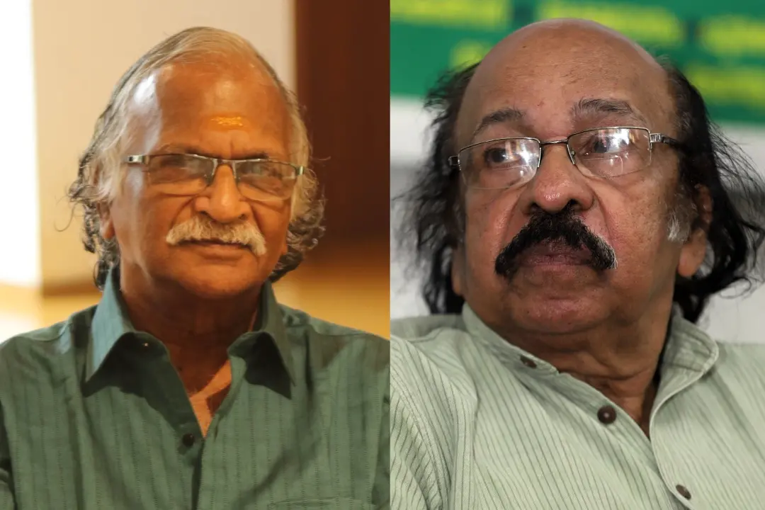 From (R) K Satchidanandan and Sreekumaran Thampi. (Photo: Mathrubhumi)