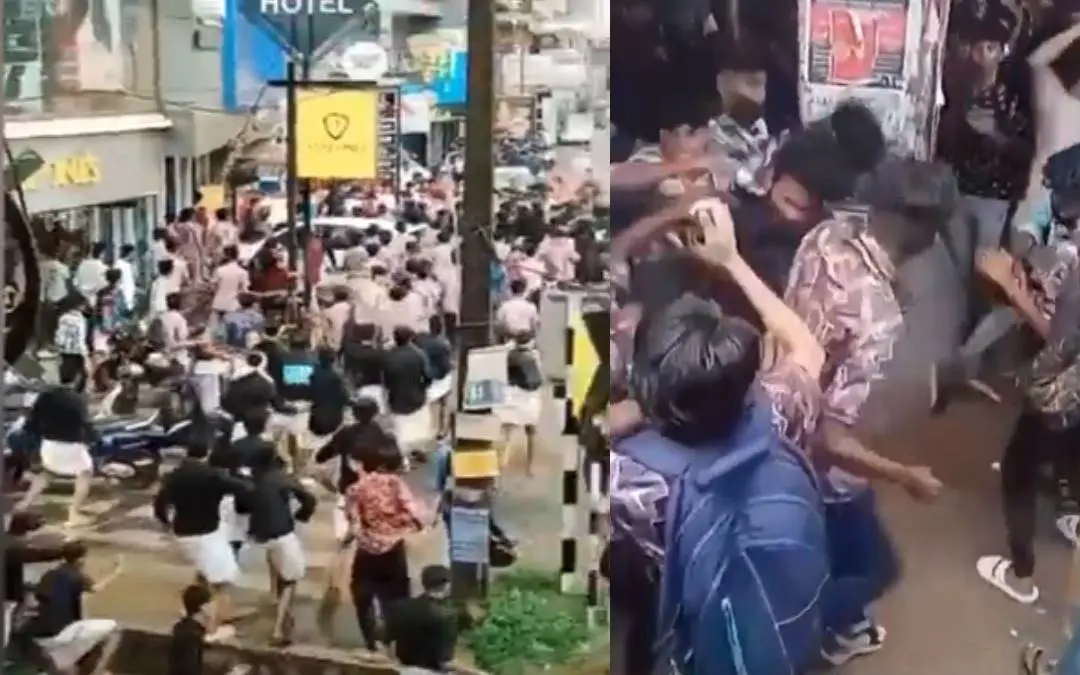 Visuals of clashes happened at Niilambur and Attingal/ Photo: Screenshots from Mathrubhumi News