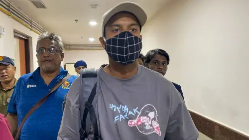 Mayank Agarwal, who fell ill after drinking a liquid onboard his Delhi-bound flight, leaves from a hospital after he was discharged, in Agartala on Wednesday. (PTI Photo)