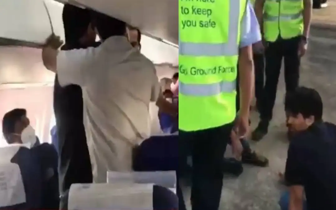 Visuals of the incident that took place inside the flight | Photo: Mathrubhumi News Screengrab