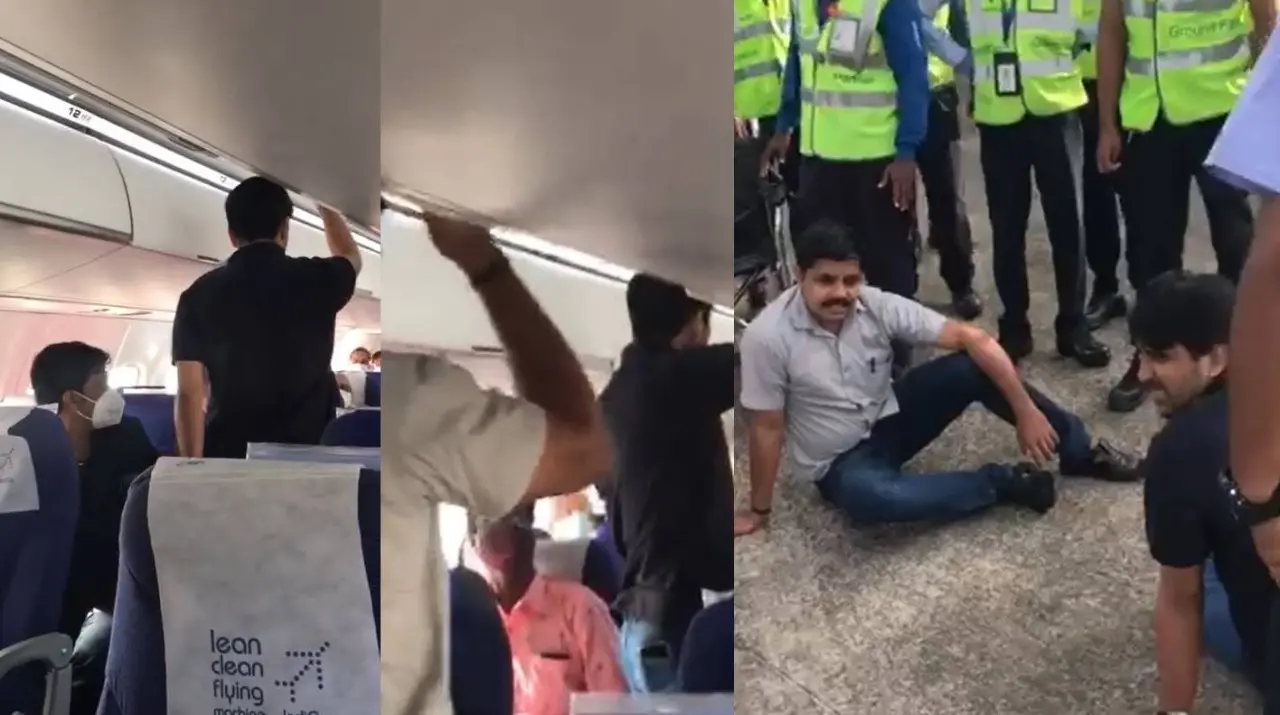 Visuals of the dramatic incident happened inside the flight and the runway premises / Screengrab: Mathrubhumi News