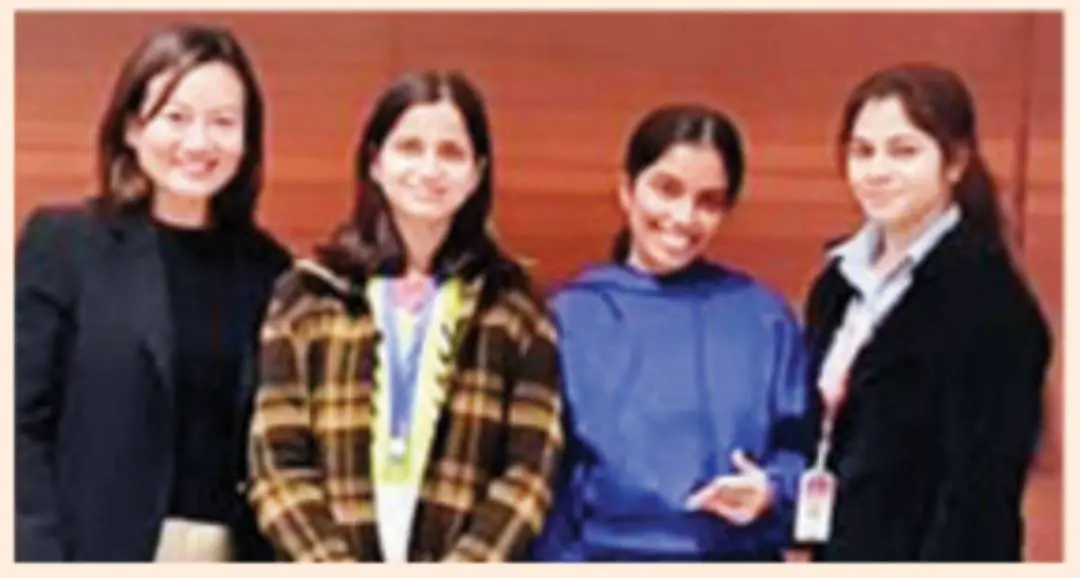 Meghna N Nath (Third from left) with her fellow anchors at Pareeksha pe Charcha programme
