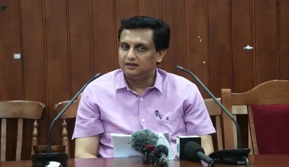 Tourism Minister Mohammed Riyas addressing the media.