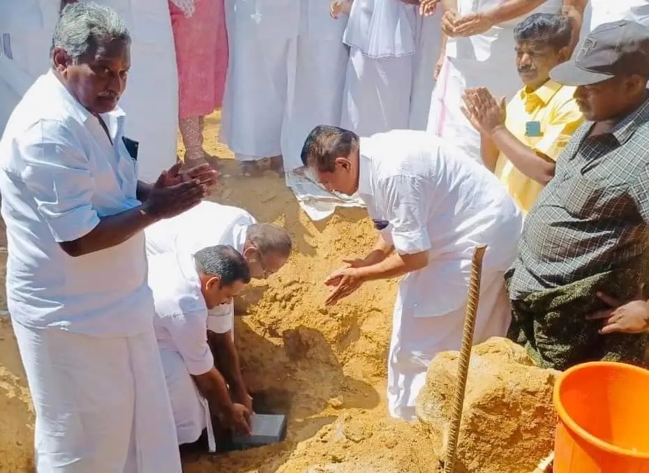 Foundation stone being laid for Mariakutty's new house in Adimali. | Photo: Facebook/Dean Kuriakose