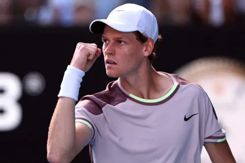Italy's Jannik Sinner reacts on a point against Serbia's Novak Djokovic during their men's singles semi-final match of the Australian Open tennis tournament in Melbourne. Photo: AFP