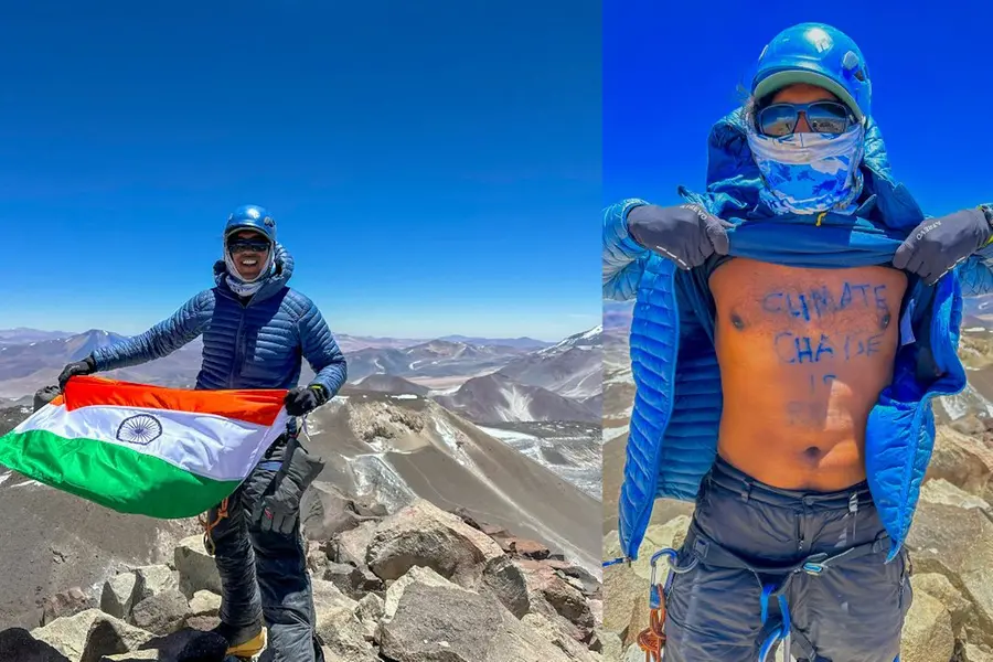 Kerala govt employee Khan scales world's highest volcano, writes climate change slogan on chest